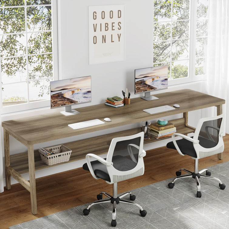 Long double outlet desk